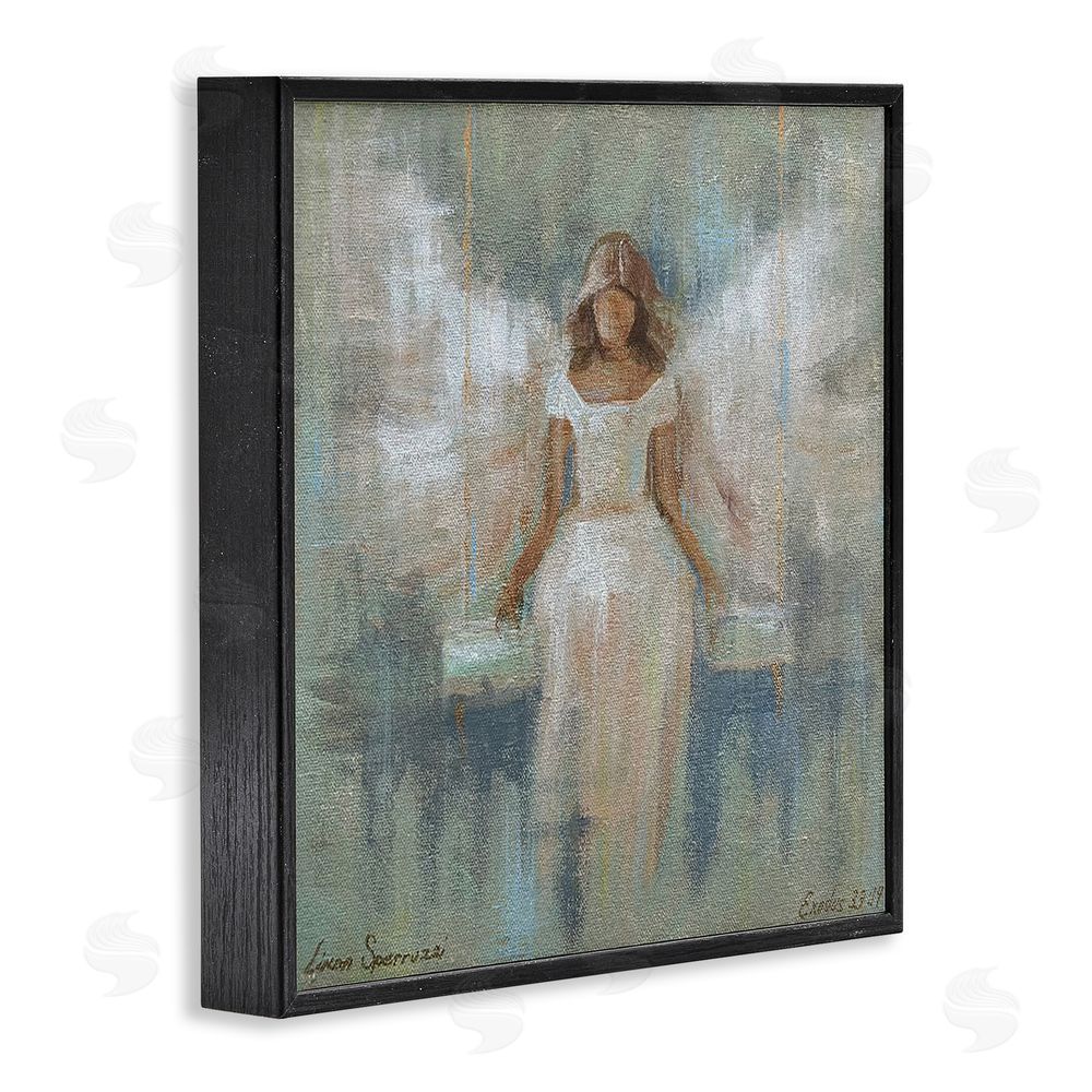 Linda Sperruzzi Dreamlike Restful Angel Black Framed Giclee Wall Art Print