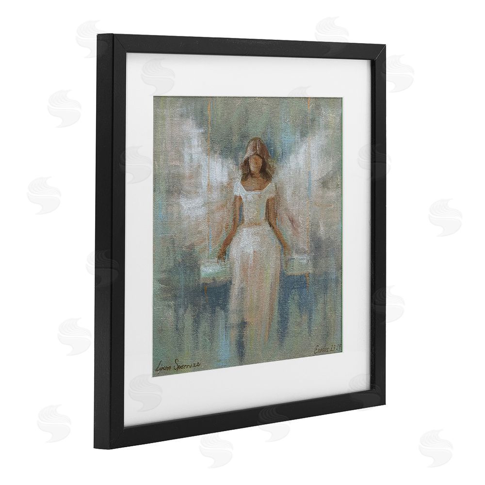 Linda Sperruzzi Dreamlike Restful Angel Black Framed Print Under Glass Wall Art