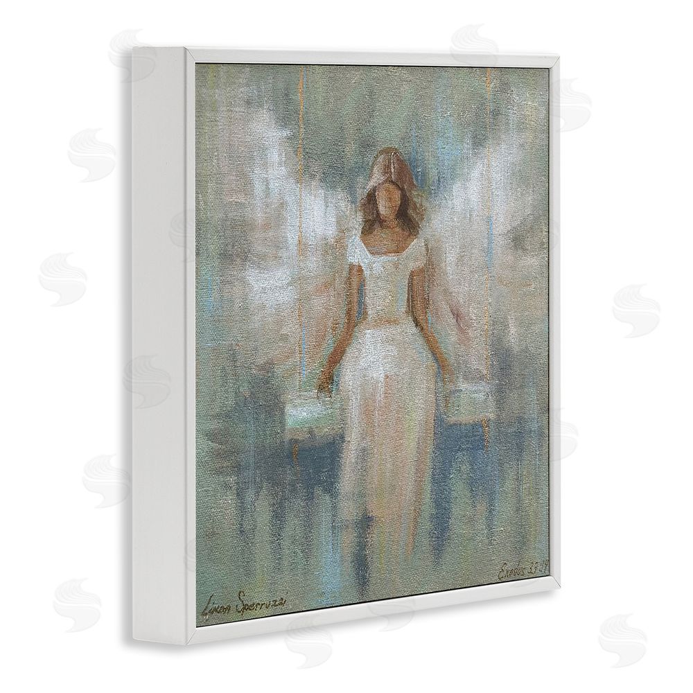 Linda Sperruzzi Dreamlike Restful Angel White Framed Giclee Wall Art Print