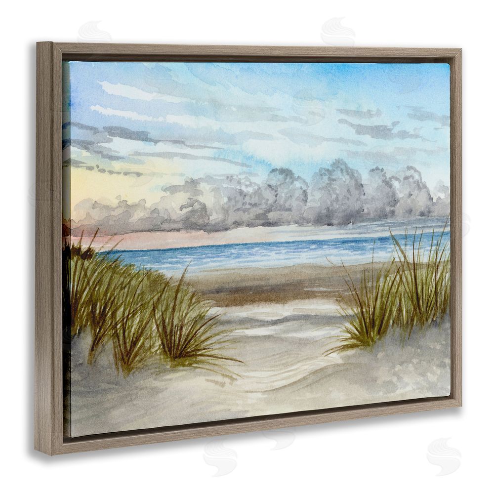 Brett Blumenthal Between The Beach Grasses Brown Floating Frame Canvas Wall Art Print