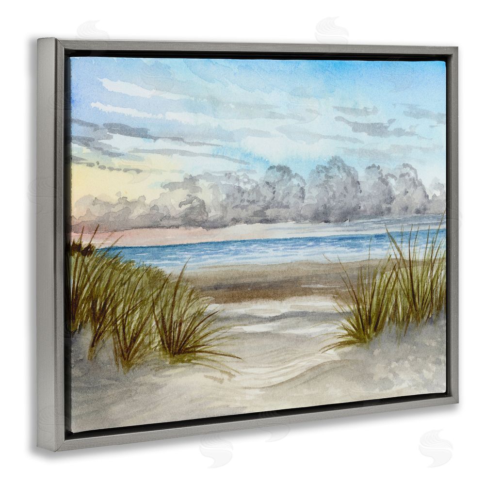 Brett Blumenthal Between The Beach Grasses Gray Floating Frame Canvas Wall Art Print