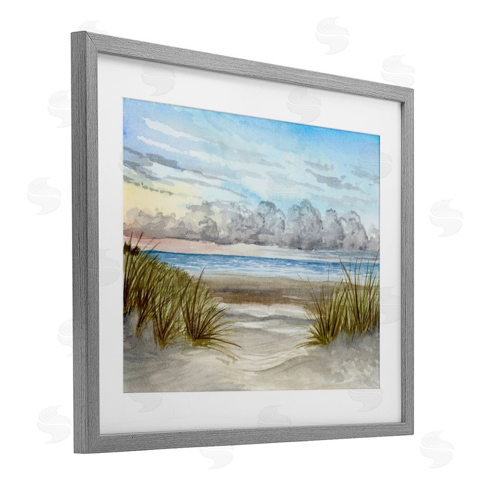 Brett Blumenthal Between The Beach Grasses Gray Framed Print Under Glass Wall Art