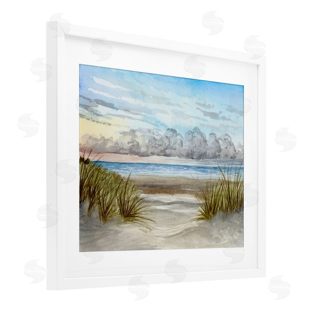 Brett Blumenthal Between The Beach Grasses White Framed Print Under Glass Wall Art