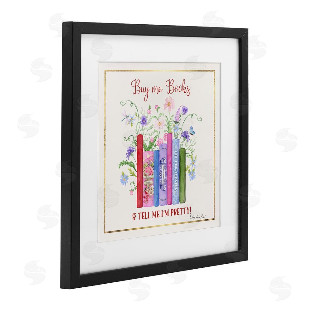 Audrey Jeanne Roberts Buy Me Books Charming Phrase Black Framed Print Under Glass Wall Art
