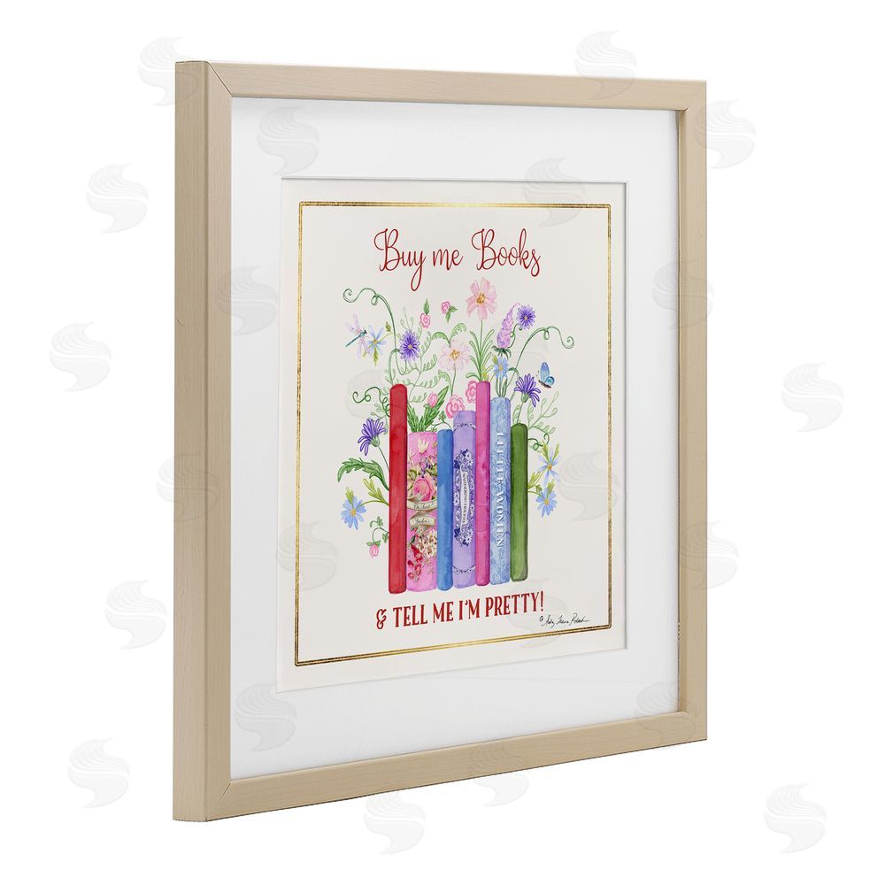Audrey Jeanne Roberts Buy Me Books Charming Phrase Brown Framed Print Under Glass Wall Art