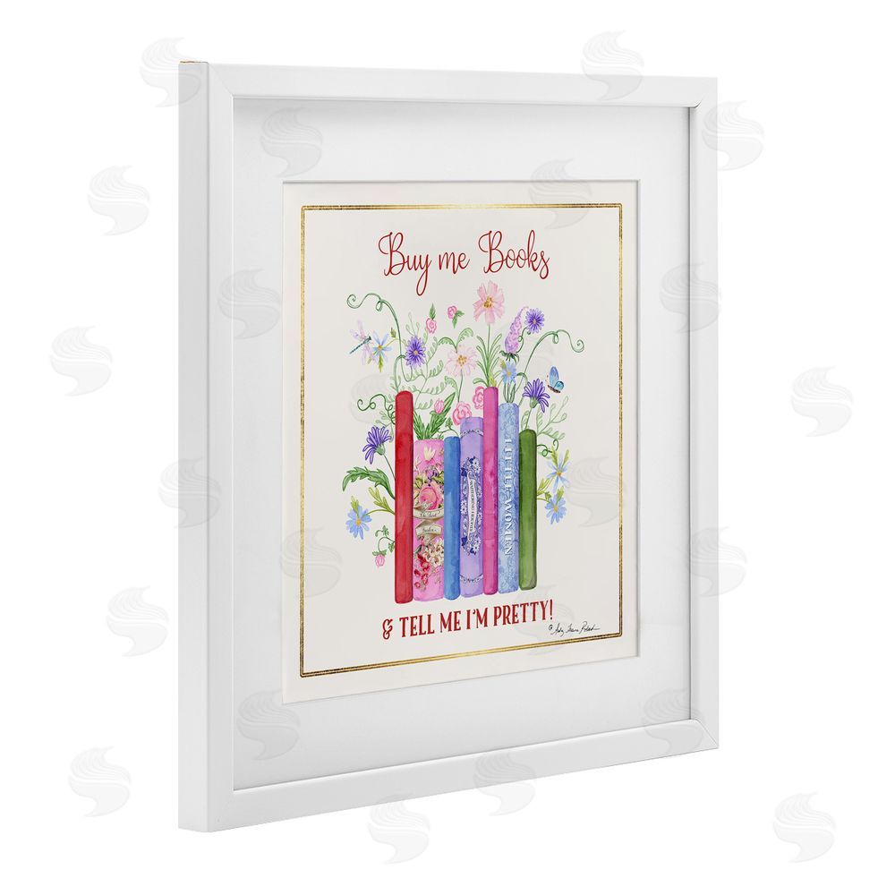 Audrey Jeanne Roberts Buy Me Books Charming Phrase White Framed Print Under Glass Wall Art