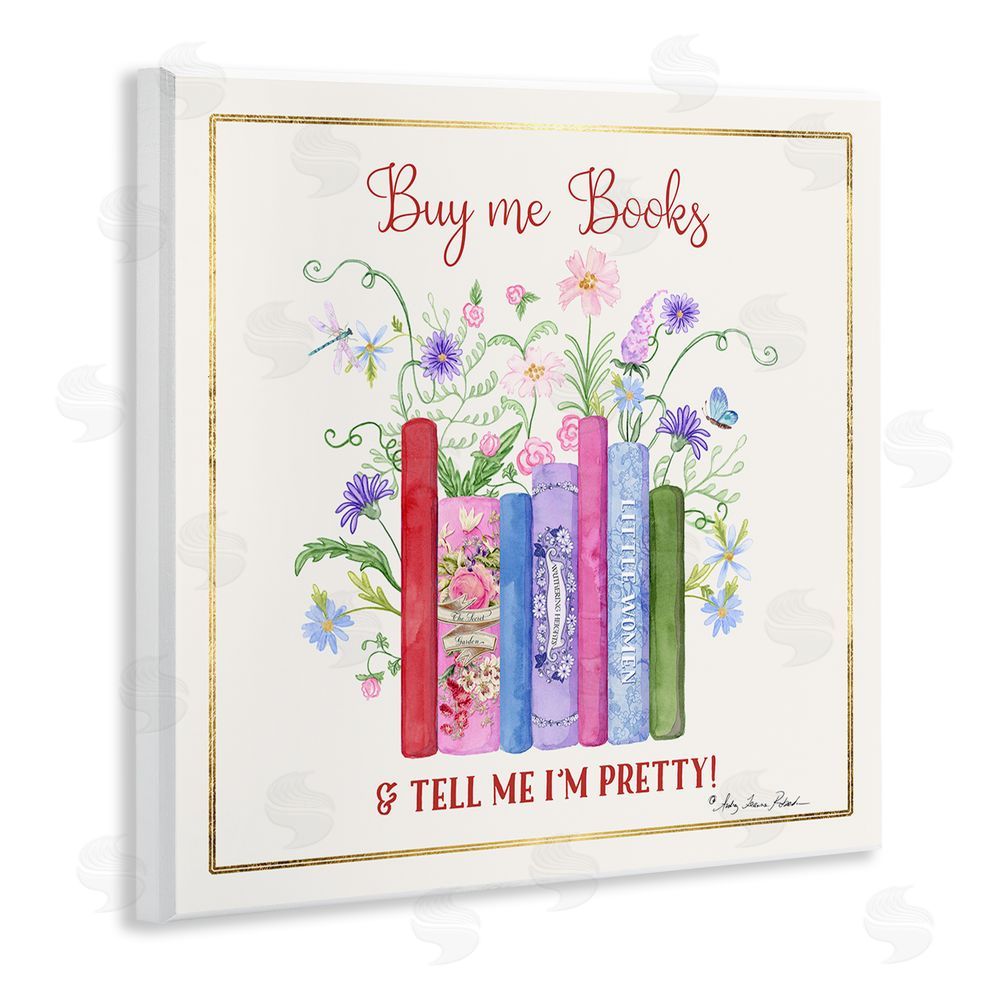 Audrey Jeanne Roberts Buy Me Books Charming Phrase Wooden Wall Plaque Art Print