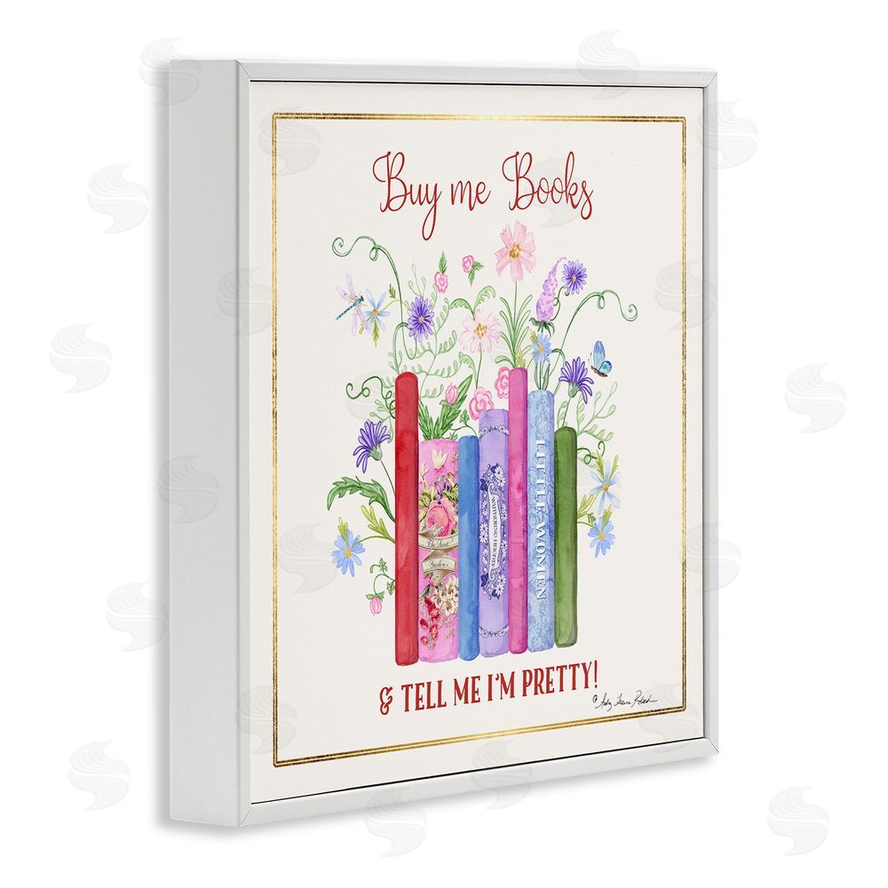 Audrey Jeanne Roberts Buy Me Books Charming Phrase White Framed Giclee Wall Art Print