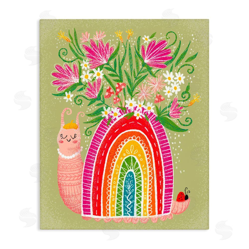 Emiko Rainbow Blooming Rainbow Snail Stretched Canvas Wall Art Print
