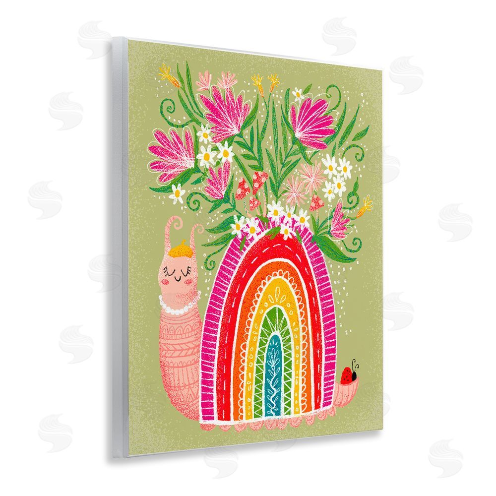 Emiko Rainbow Blooming Rainbow Snail Wooden Wall Plaque Art Print