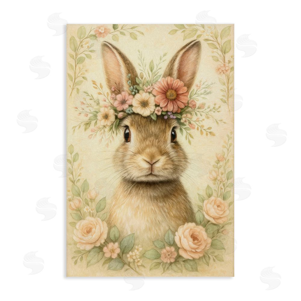 Kelley Parker Blossom Crowned Bunny Stretched Canvas Wall Art Print