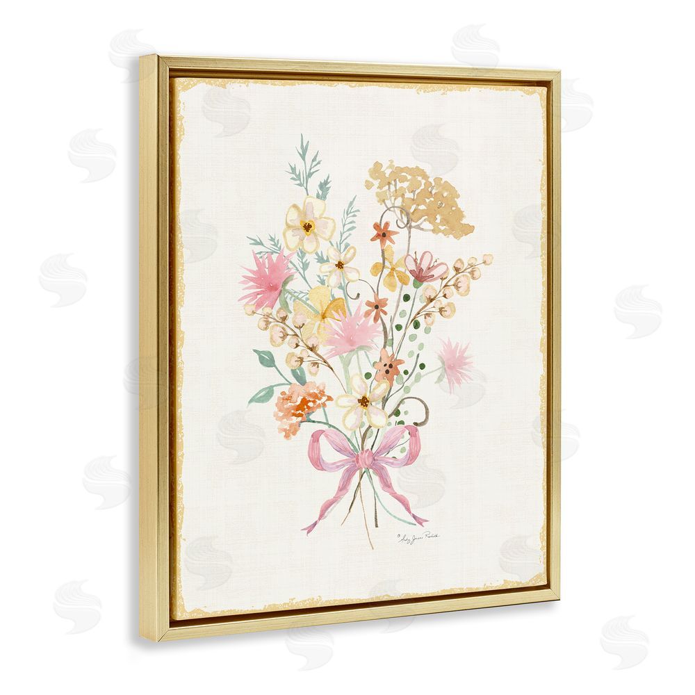 Audrey Jeanne Roberts Cluster of Wild Blossoms Gold Floating Frame Canvas Wall Art Print