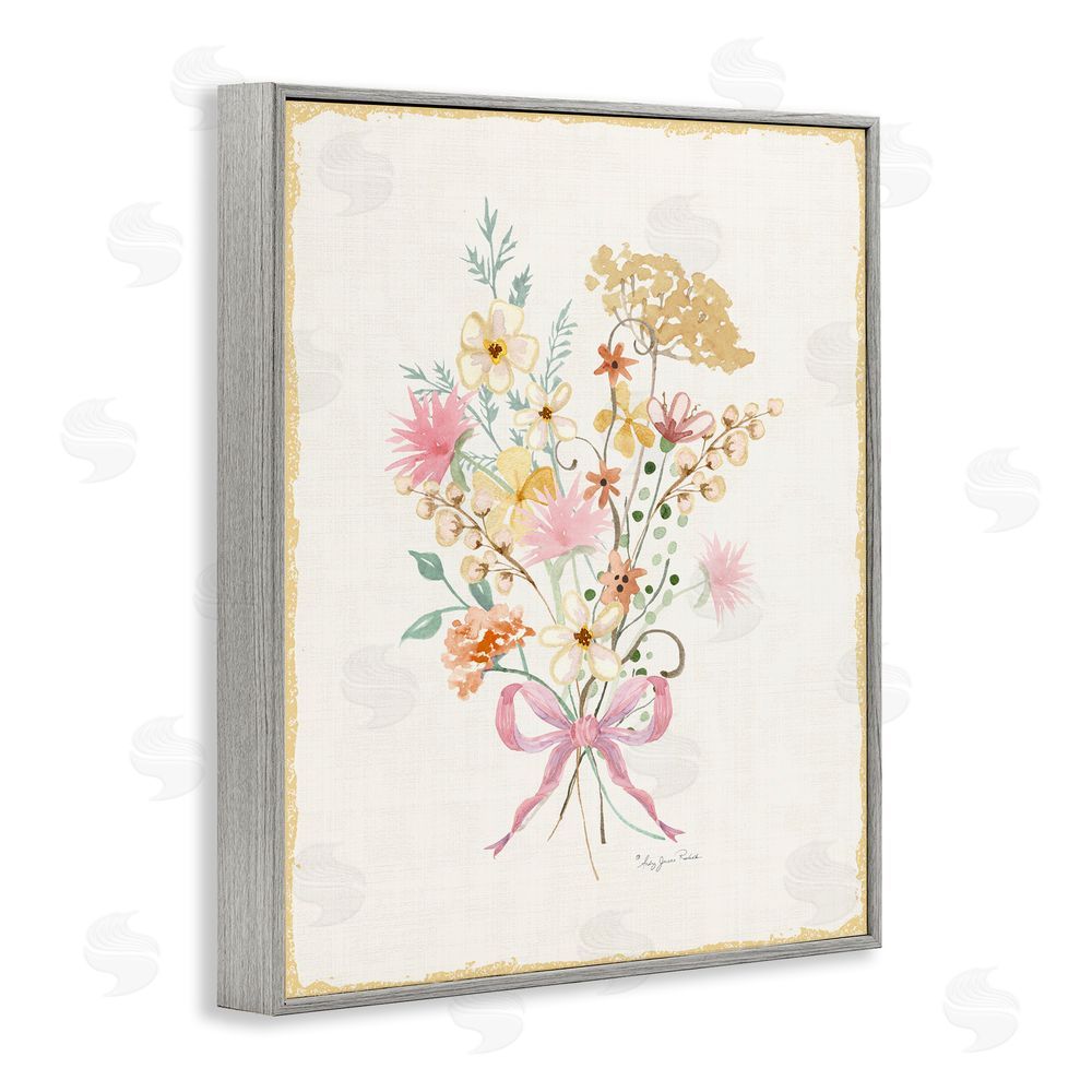 Audrey Jeanne Roberts Cluster of Wild Blossoms Gray Framed Giclee Wall Art Print