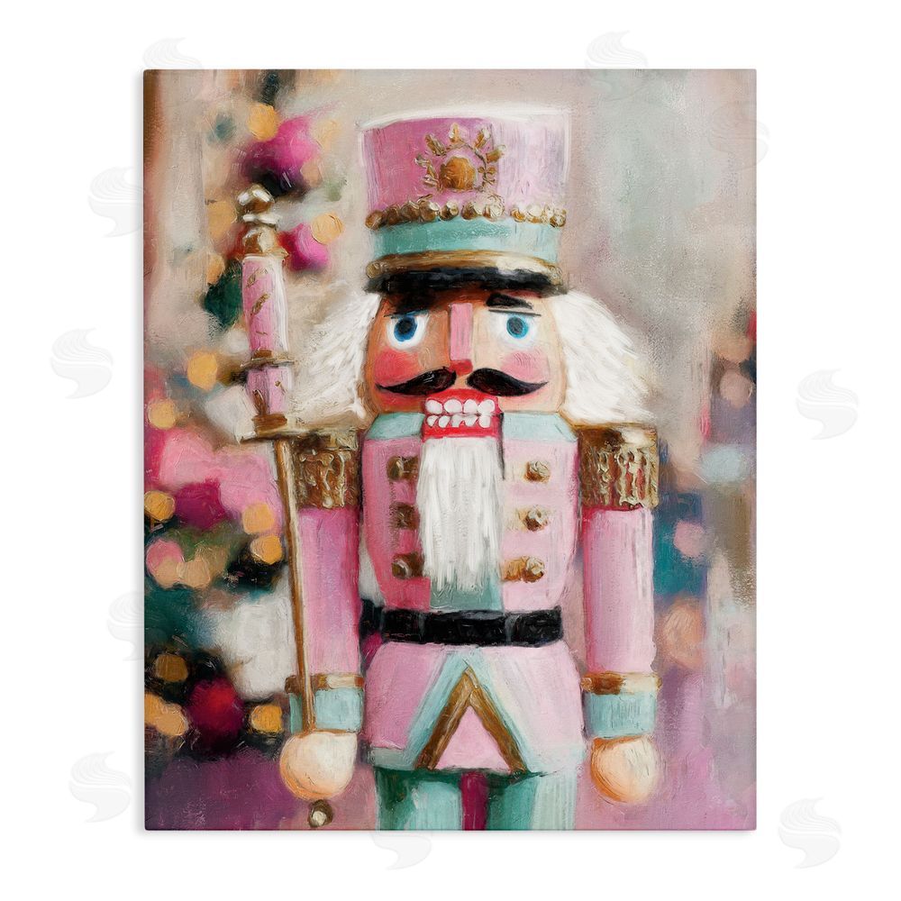 Nina Blue Blush Pink Nutcracker Stretched Canvas Wall Art Print