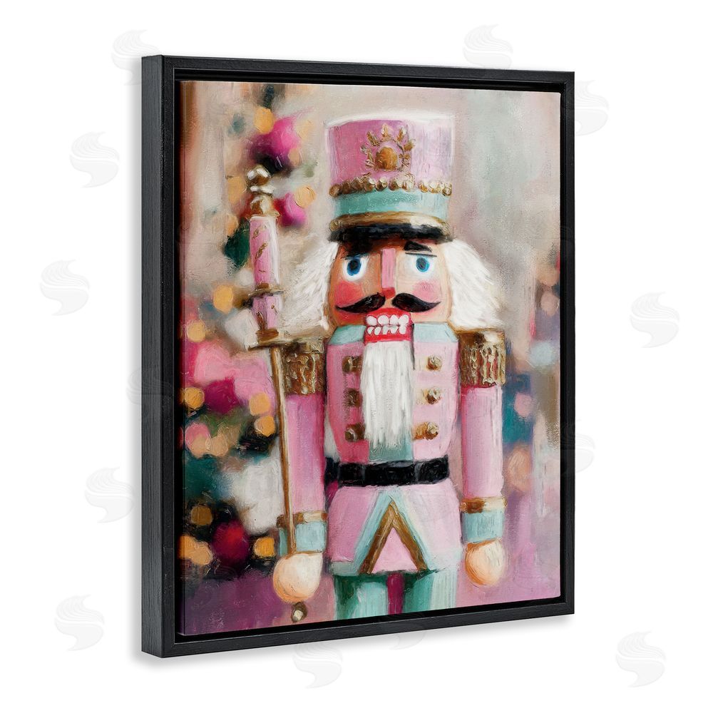 Nina Blue Blush Pink Nutcracker Black Floating Frame Canvas Wall Art Print