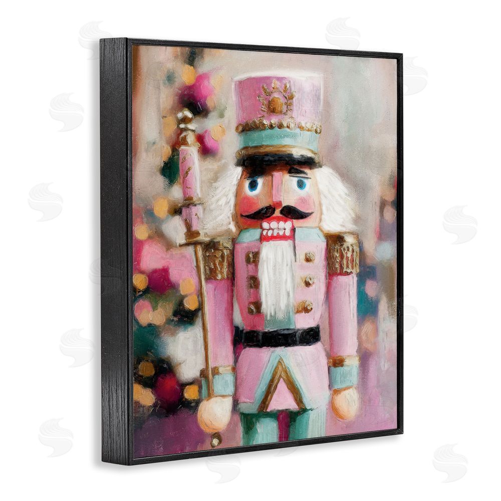 Nina Blue Blush Pink Nutcracker Black Framed Giclee Wall Art Print