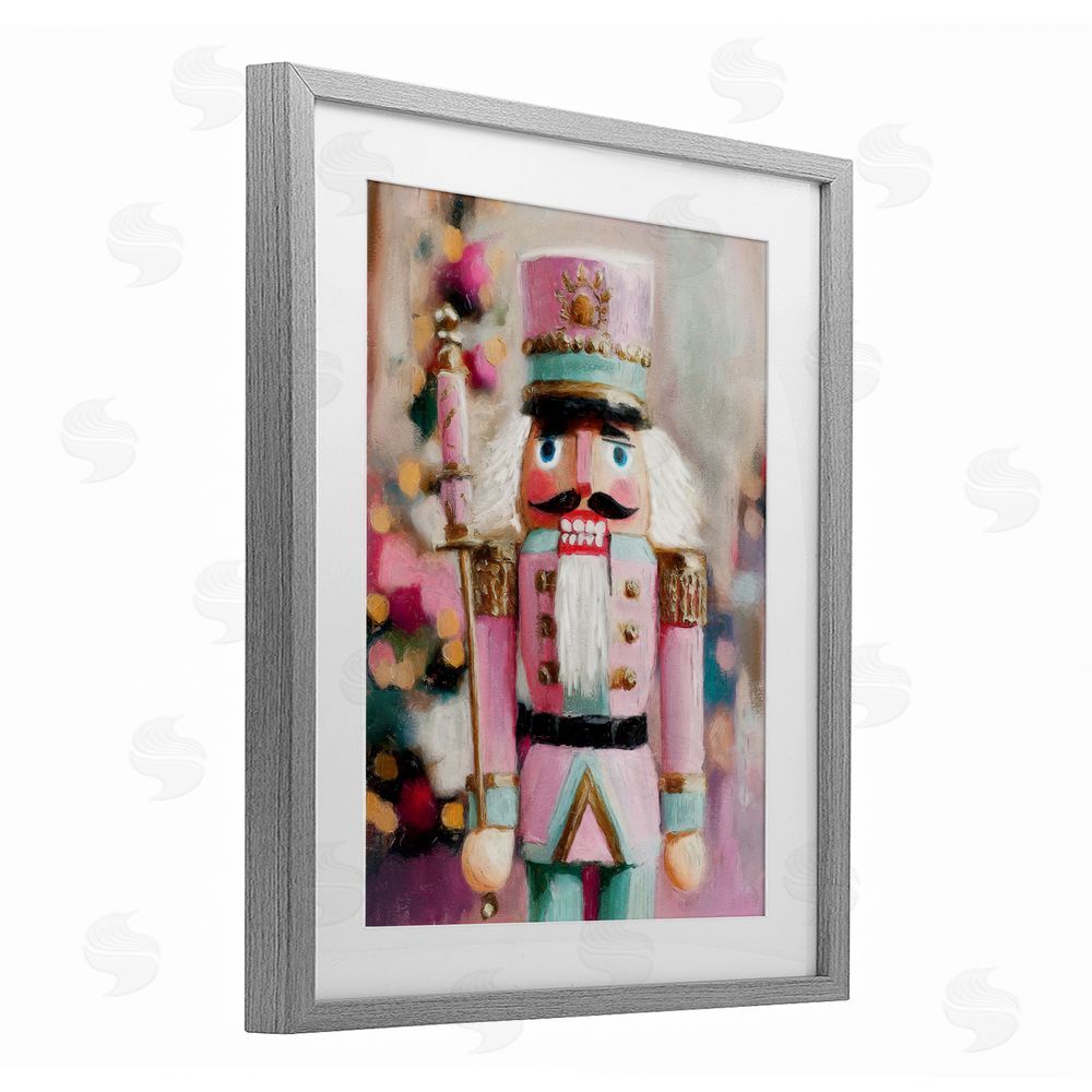 Nina Blue Blush Pink Nutcracker Gray Framed Print Under Glass Wall Art