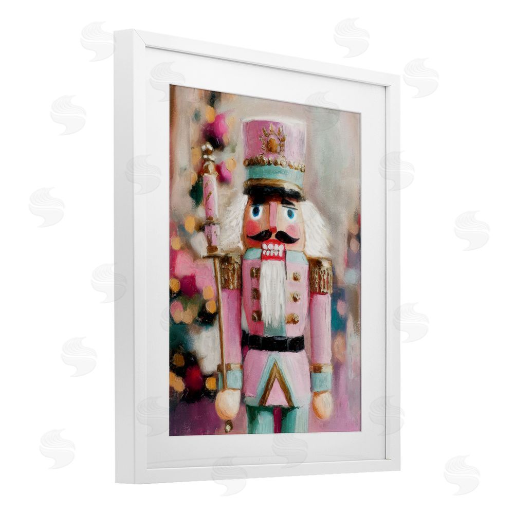Nina Blue Blush Pink Nutcracker White Framed Print Under Glass Wall Art