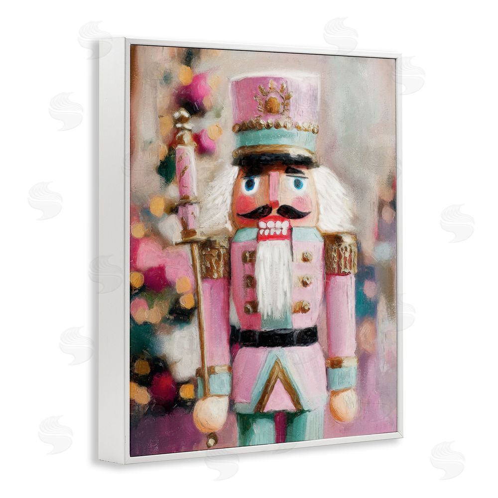 Nina Blue Blush Pink Nutcracker White Framed Giclee Wall Art Print