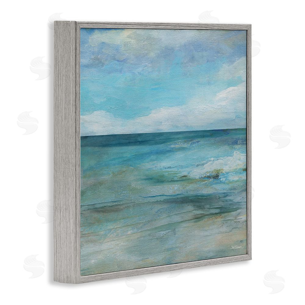 Carol Robinson Aqua Seascape Tranquility Gray Framed Giclee Wall Art Print