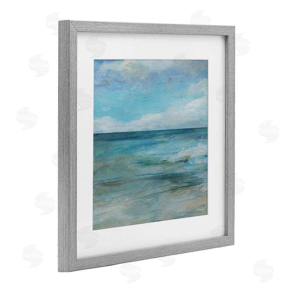 Carol Robinson Aqua Seascape Tranquility Gray Framed Print Under Glass with Matting Wall Art