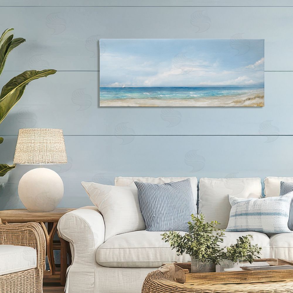 Ruane Manning Open Panoramic Sea Stretched Canvas Wall Art in Room
