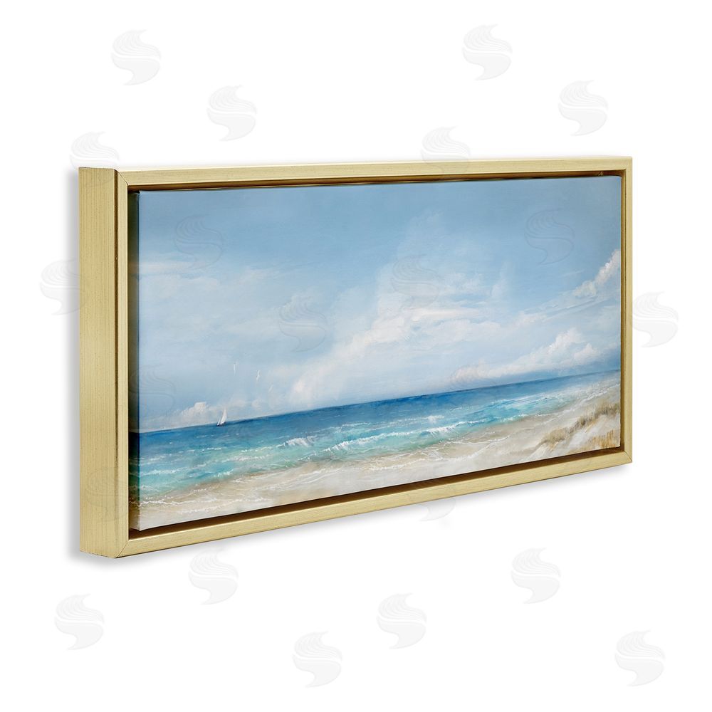 Ruane Manning Open Panoramic Sea Gold Floating Framed Canvas Wall Art