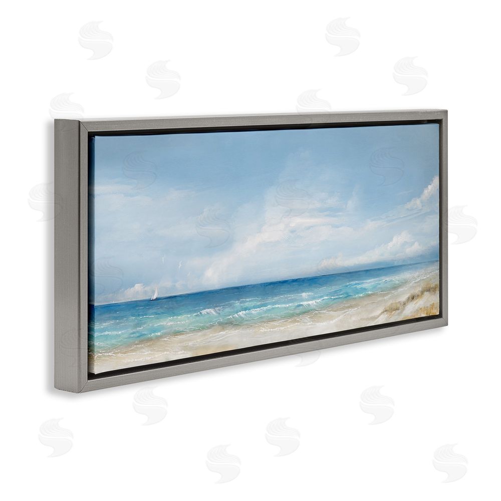 Ruane Manning Open Panoramic Sea Gray Floating Framed Canvas Wall Art