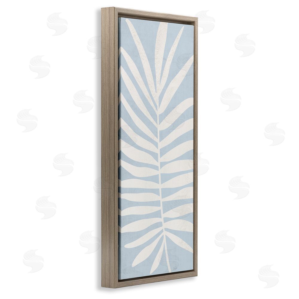 Natalie Carpentieri Leaf Silhouette on Sky Blue Brown Floating Framed Canvas Wall Art