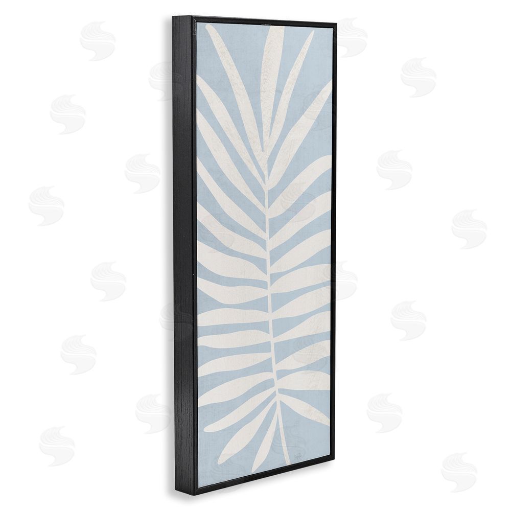 Natalie Carpentieri Leaf Silhouette on Sky Blue Black Framed Giclee Wall Art