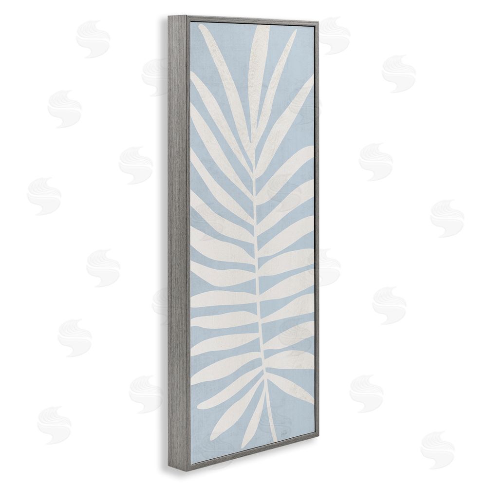 Natalie Carpentieri Leaf Silhouette on Sky Blue Gray Framed Giclee Wall Art