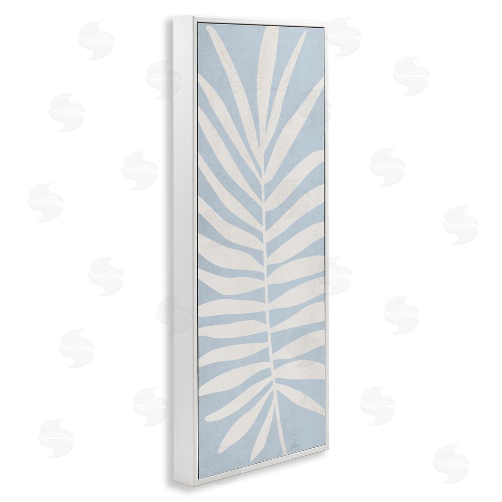 Natalie Carpentieri Leaf Silhouette on Sky Blue White Framed Giclee Wall Art