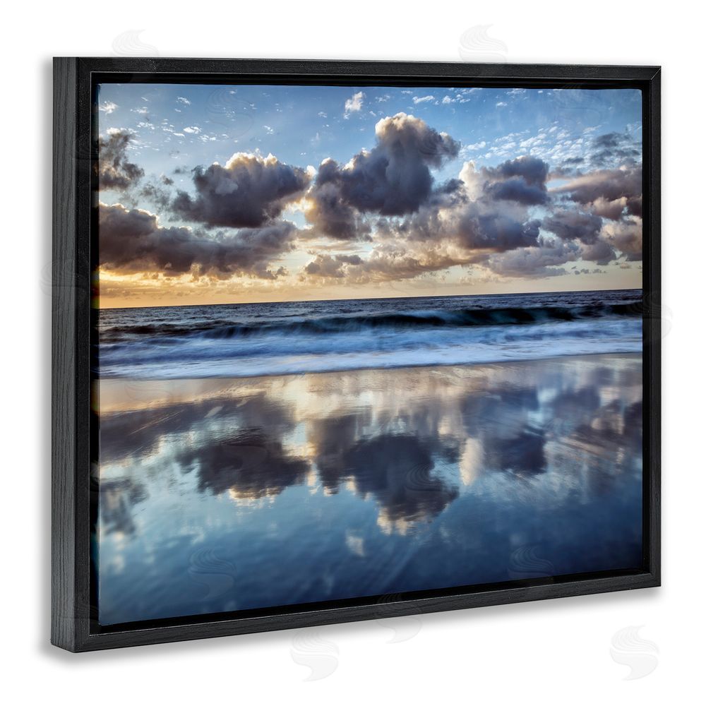 Superstock Partners LLC Reflective Clouds Seascape Black Floating Framed Canvas Wall Art