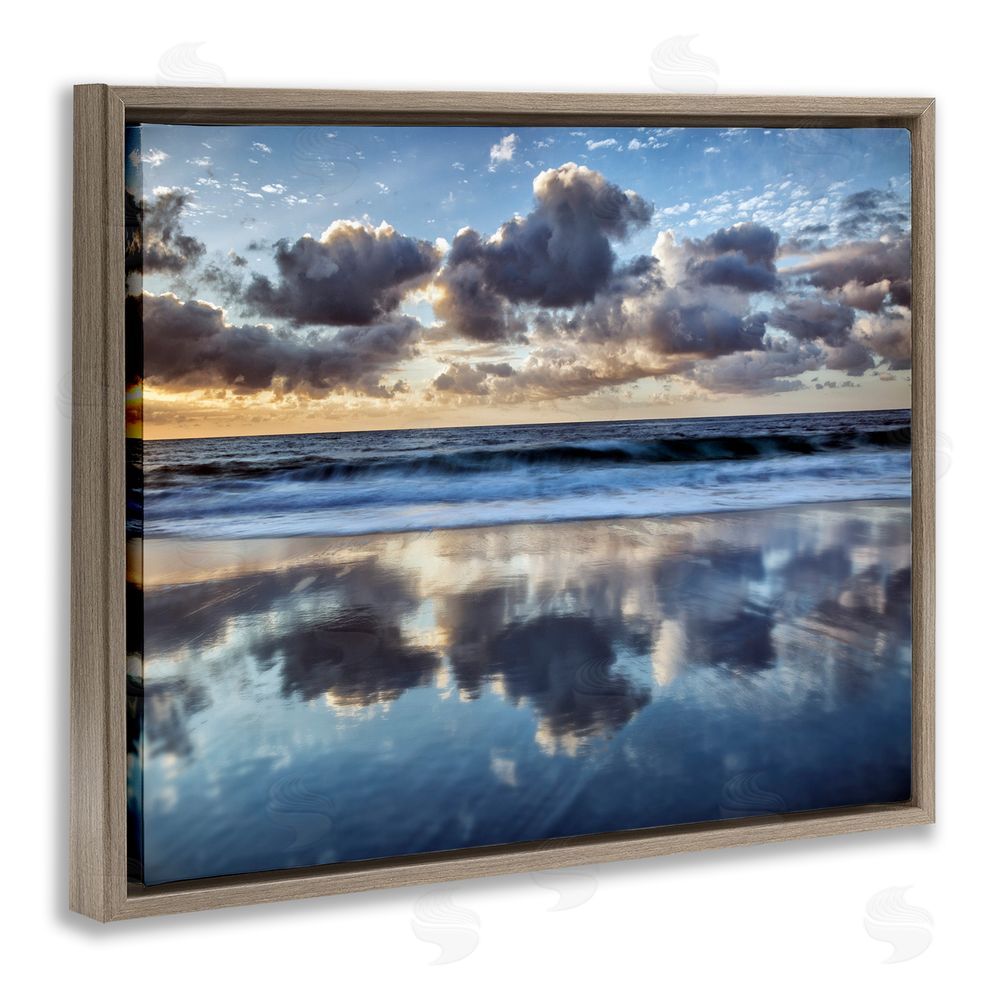 Superstock Partners LLC Reflective Clouds Seascape Brown Floating Framed Canvas Wall Art
