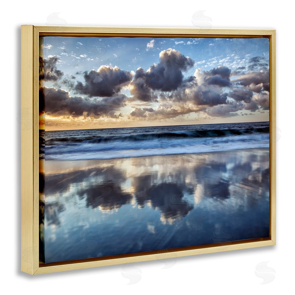 Superstock Partners LLC Reflective Clouds Seascape Gold Floating Framed Canvas Wall Art