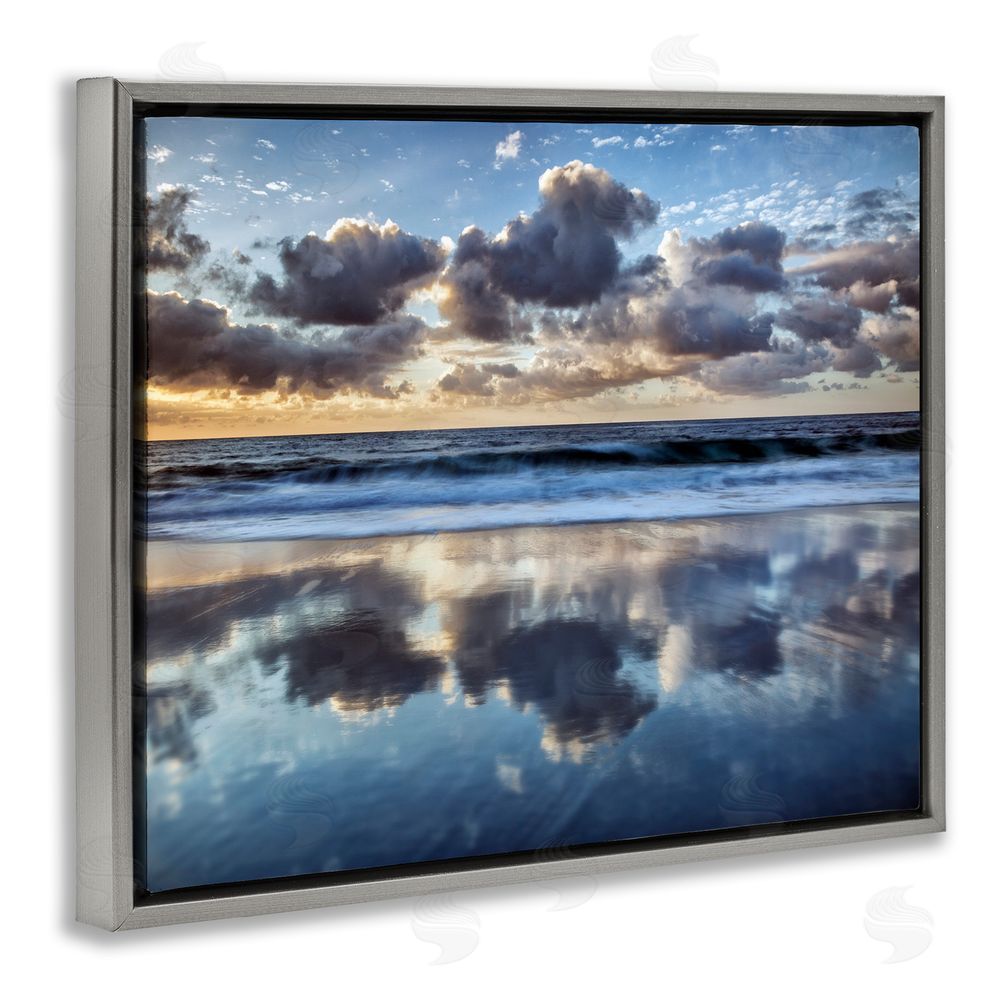 Superstock Partners LLC Reflective Clouds Seascape Gray Floating Framed Canvas Wall Art