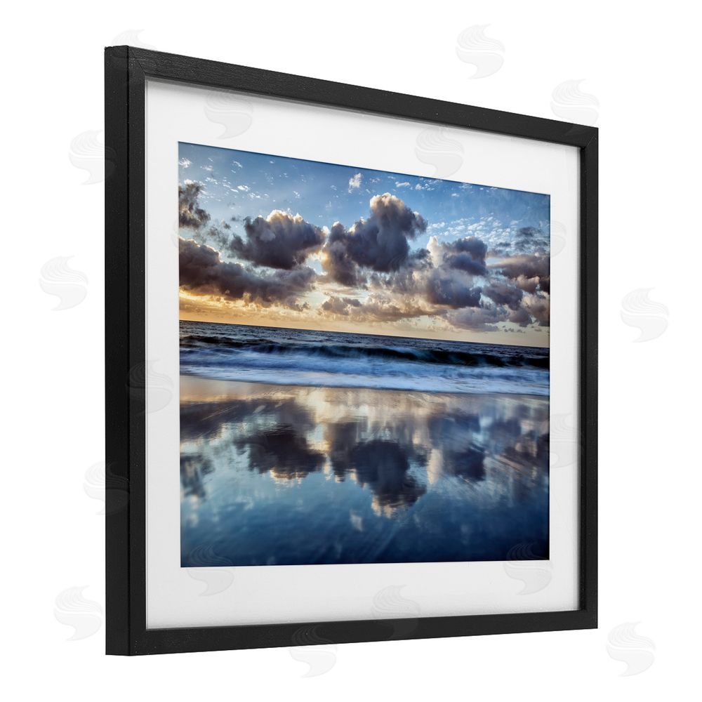 Superstock Partners LLC Reflective Clouds Seascape Black Framed Print Under Glass Wall Art