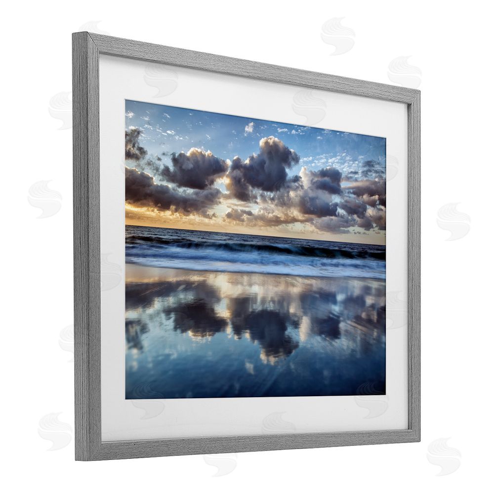 Superstock Partners LLC Reflective Clouds Seascape Gray Framed Print Under Glass Wall Art