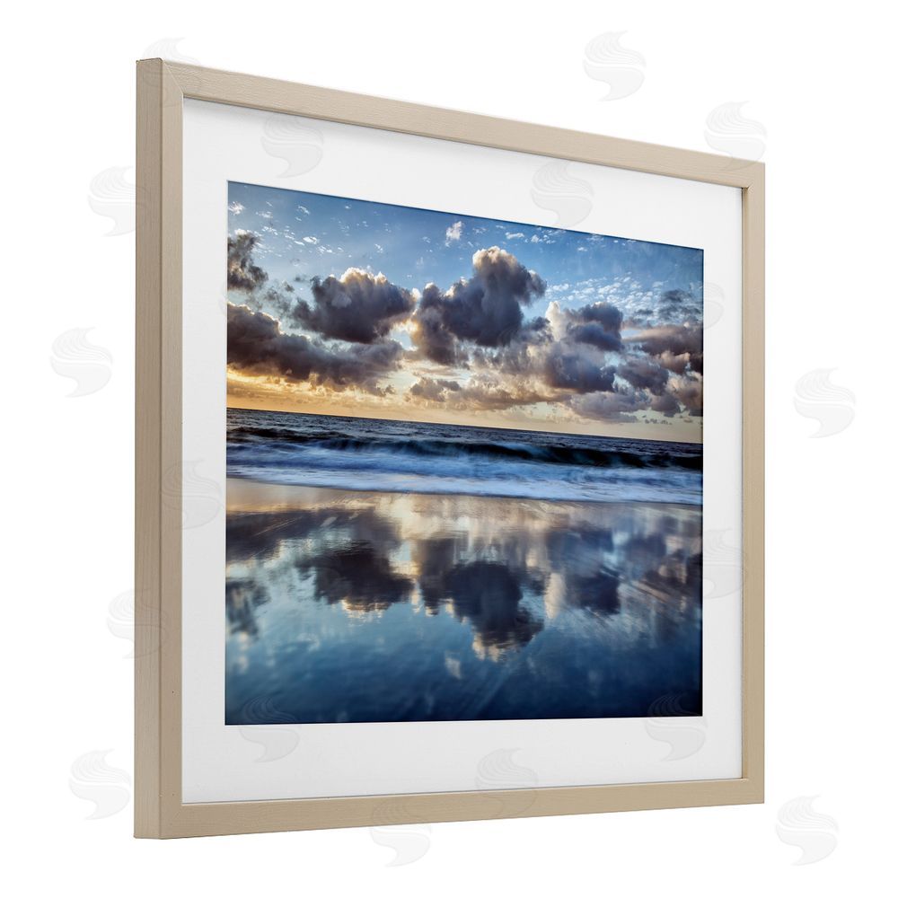 Superstock Partners LLC Reflective Clouds Seascape Brown Framed Print Under Glass Wall Art