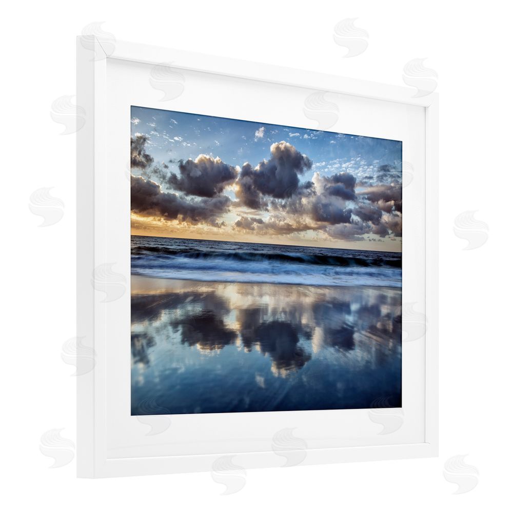 Superstock Partners LLC Reflective Clouds Seascape White Framed Print Under Glass Wall Art