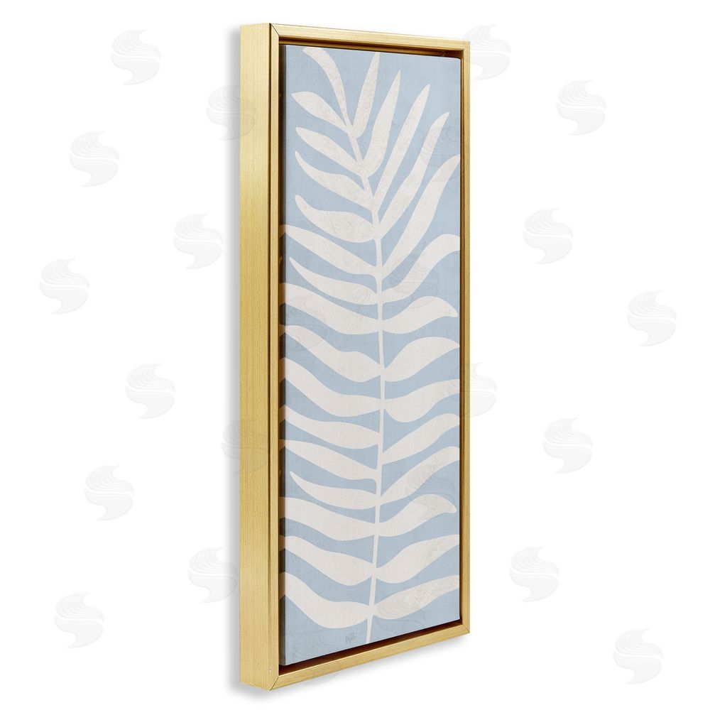 Natalie Carpentieri Minimal Leaf Silhouette Gold Floating Framed Canvas Wall Art
