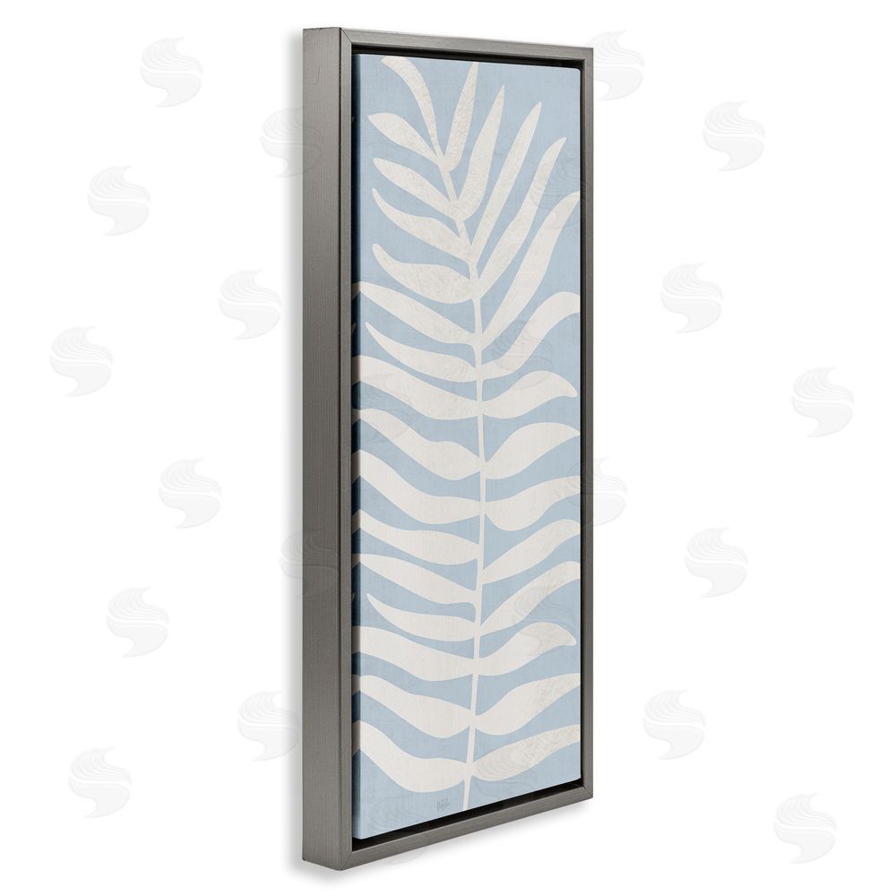 Natalie Carpentieri Minimal Leaf Silhouette Gray Floating Framed Canvas Wall Art