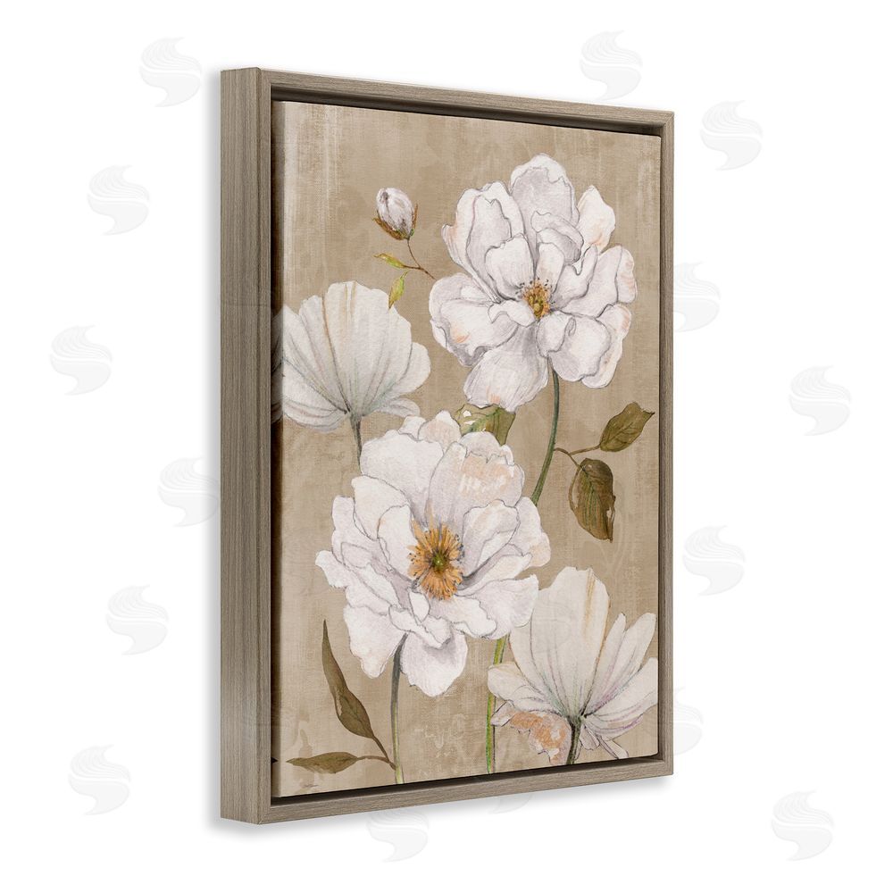 Carol Robinson Rustic Magnolia Blooms Brown Floating Framed Canvas Wall Art Print