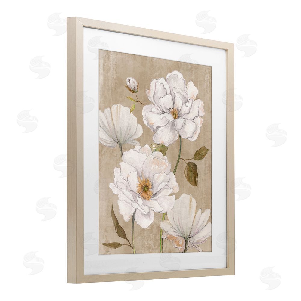 Carol Robinson Rustic Magnolia Blooms Brown Framed Print Under Glass with White Mat Wall Art