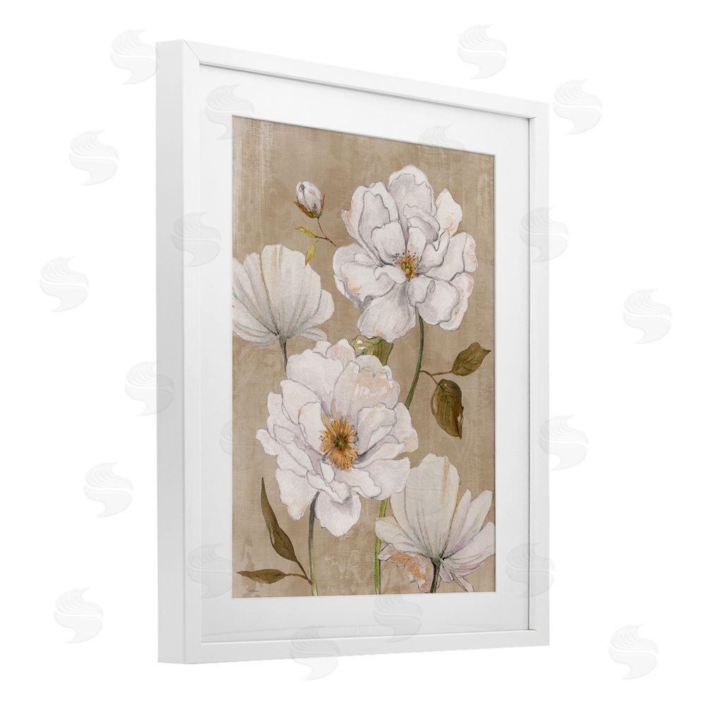 Carol Robinson Rustic Magnolia Blooms White Framed Print Under Glass with White Mat Wall Art