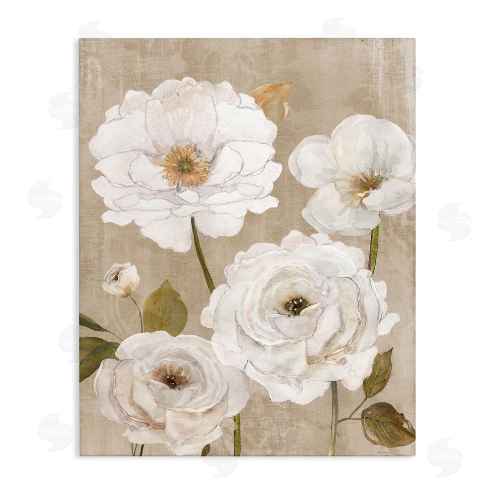 Carol Robinson Rustic Blooms in White Stretched Canvas Wall Art