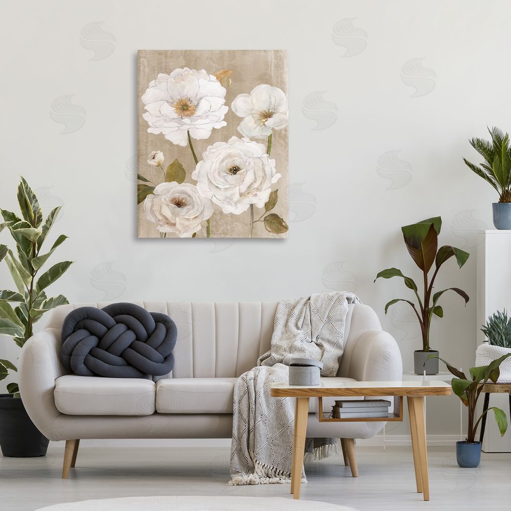 Carol Robinson Rustic Blooms in White Stretched Canvas Wall Art in Room