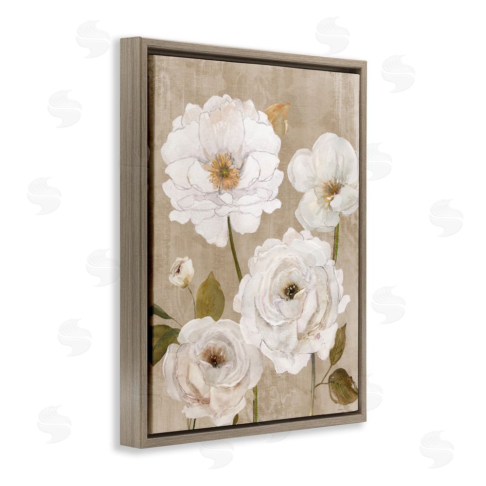 Carol Robinson Rustic Blooms in White Brown Floating Framed Canvas Wall Art