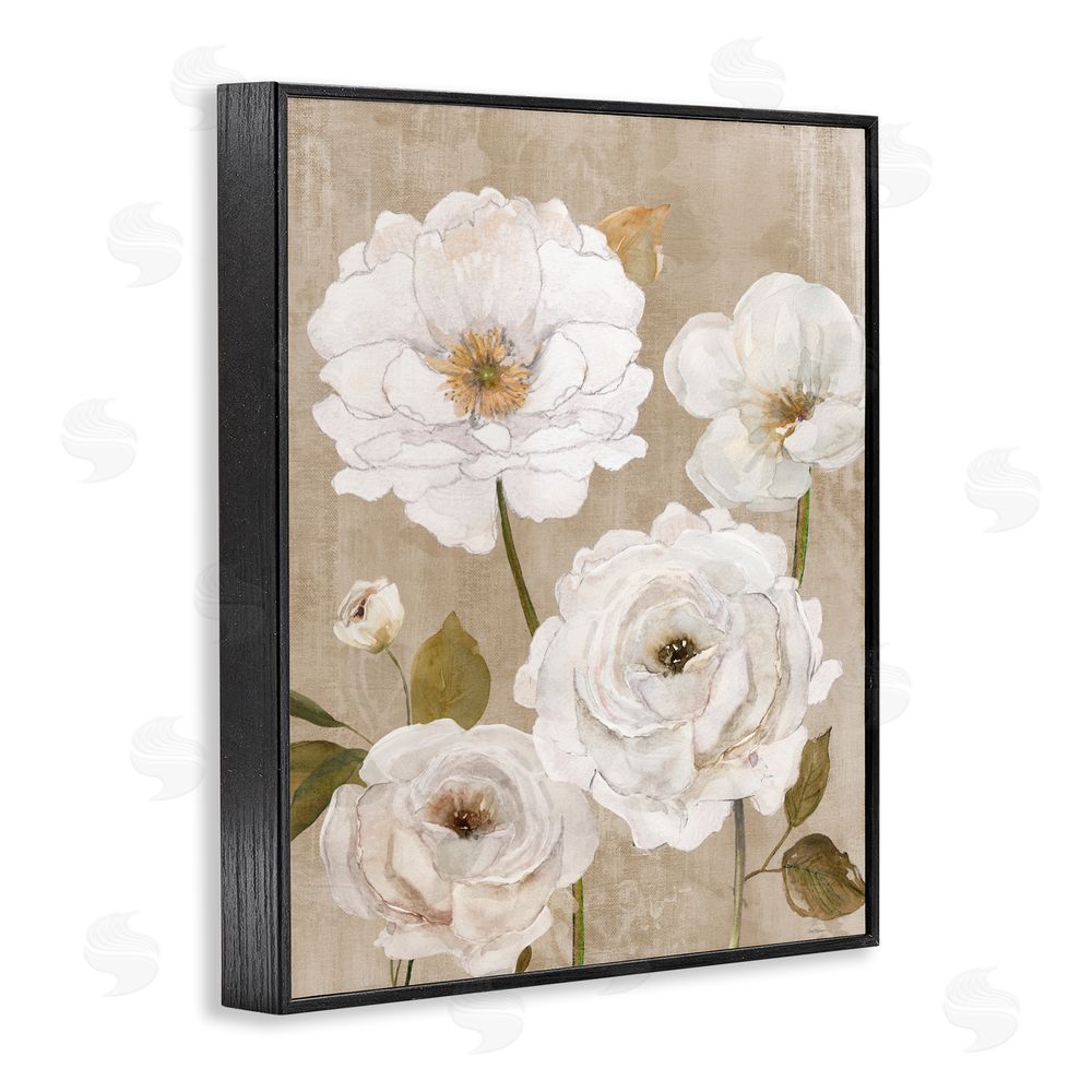 Carol Robinson Rustic Blooms in White Black Framed Giclee Wall Art