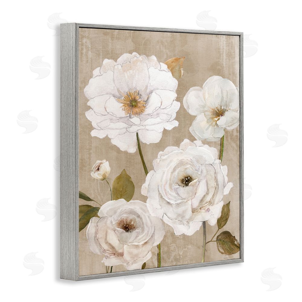 Carol Robinson Rustic Blooms in White Gray Framed Giclee Wall Art